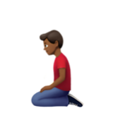 Apple(iPhone) Man Kneeling: Medium-Dark Skin Tone Emoji