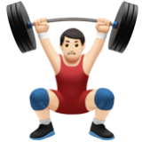 Apple(iPhone) Man Lifting Weights: Light Skin Tone Emoji