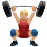 Apple(iPhone) Man Lifting Weights: Medium-Light Skin Tone Emoji