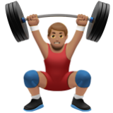 Apple(iPhone) Man Lifting Weights: Medium Skin Tone Emoji