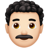 Apple(iPhone) Man: Light Skin Tone, Curly Hair Emoji