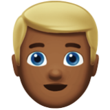 Apple(iPhone) Man: Medium-Dark Skin Tone, Blond Hair Emoji