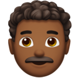 Apple(iPhone) Man: Medium-Dark Skin Tone, Curly Hair Emoji