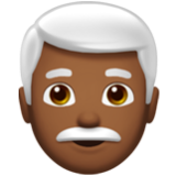 Apple(iPhone) Man: Medium-Dark Skin Tone, White Hair Emoji