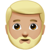 Apple(iPhone) Man: Medium-Light Skin Tone, Beard Emoji