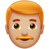 Apple(iPhone) Man: Medium-Light Skin Tone, Red Hair Emoji