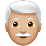 Apple(iPhone) Man: Medium-Light Skin Tone, White Hair Emoji