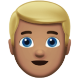 Apple(iPhone) Man: Medium Skin Tone, Blond Hair Emoji