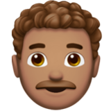 Apple(iPhone) Man: Medium Skin Tone, Curly Hair Emoji