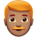 Apple(iPhone) Man: Medium Skin Tone, Red Hair Emoji