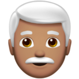 Apple(iPhone) Man: Medium Skin Tone, White Hair Emoji