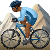 Apple(iPhone) Man Mountain Biking: Medium-Dark Skin Tone Emoji