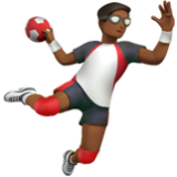 Apple(iPhone) Man Playing Handball: Medium-Dark Skin Tone Emoji