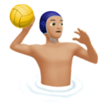 Apple(iPhone) Man Playing Water Polo: Medium-Light Skin Tone Emoji