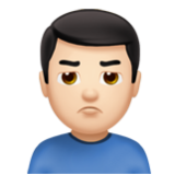 Apple(iPhone) Man Pouting: Light Skin Tone Emoji