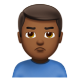 Apple(iPhone) Man Pouting: Medium-Dark Skin Tone Emoji