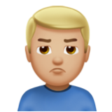 Apple(iPhone) Man Pouting: Medium-Light Skin Tone Emoji