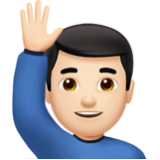 Apple(iPhone) Man Raising Hand: Light Skin Tone Emoji