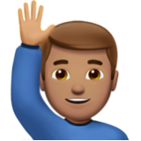 Apple(iPhone) Man Raising Hand: Medium Skin Tone Emoji