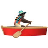 Apple(iPhone) Man Rowing Boat: Dark Skin Tone Emoji