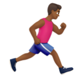 Apple(iPhone) Man Running Facing Right: Medium-Dark Skin Tone Emoji