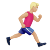 Apple(iPhone) Man Running Facing Right: Medium-Light Skin Tone Emoji