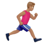 Apple(iPhone) Man Running Facing Right: Medium Skin Tone Emoji