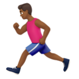 Apple(iPhone) Man Running: Medium-Dark Skin Tone Emoji