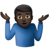 Apple(iPhone) Man Shrugging: Dark Skin Tone Emoji