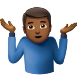 Apple(iPhone) Man Shrugging: Medium-Dark Skin Tone Emoji