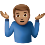 Apple(iPhone) Man Shrugging: Medium Skin Tone Emoji