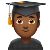 Apple(iPhone) Man Student: Medium-Dark Skin Tone Emoji