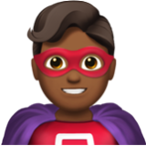 Apple(iPhone) Man Superhero: Medium-Dark Skin Tone Emoji