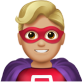 Apple(iPhone) Man Superhero: Medium-Light Skin Tone Emoji