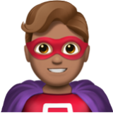 Apple(iPhone) Man Superhero: Medium Skin Tone Emoji