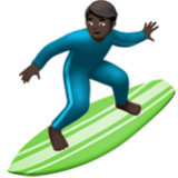 Apple(iPhone) Man Surfing: Dark Skin Tone Emoji