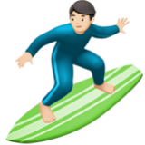 Apple(iPhone) Man Surfing: Light Skin Tone Emoji