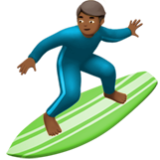 Apple(iPhone) Man Surfing: Medium-Dark Skin Tone Emoji