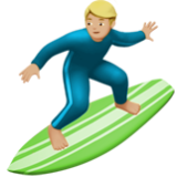 Apple(iPhone) Man Surfing: Medium-Light Skin Tone Emoji