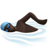 Apple(iPhone) Man Swimming: Dark Skin Tone Emoji