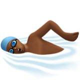 Apple(iPhone) Man Swimming: Medium-Dark Skin Tone Emoji