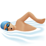 Apple(iPhone) Man Swimming: Medium-Light Skin Tone Emoji