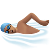 Apple(iPhone) Man Swimming: Medium Skin Tone Emoji