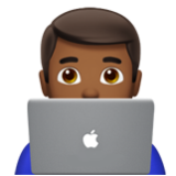 Apple(iPhone) Man Technologist: Medium-Dark Skin Tone Emoji