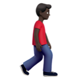 Apple(iPhone) Man Walking Facing Right: Dark Skin Tone Emoji