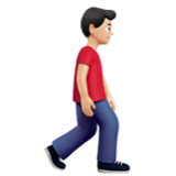 Apple(iPhone) Man Walking Facing Right: Light Skin Tone Emoji