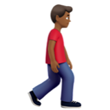 Apple(iPhone) Man Walking Facing Right: Medium-Dark Skin Tone Emoji