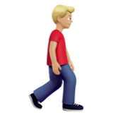 Apple(iPhone) Man Walking Facing Right: Medium-Light Skin Tone Emoji