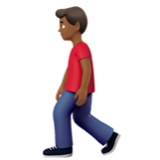 Apple(iPhone) Man Walking: Medium-Dark Skin Tone Emoji