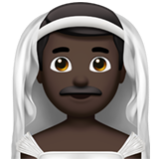 Apple(iPhone) Man With Veil: Dark Skin Tone Emoji